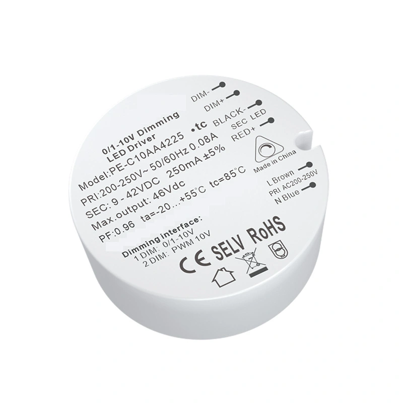 10W स्थिर वर्तमान 0-10V Dimmable LED चालक