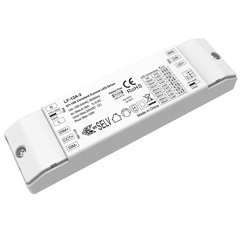 12W स्थिर वर्तमान 0-10V CCT Dimmable LED चालक