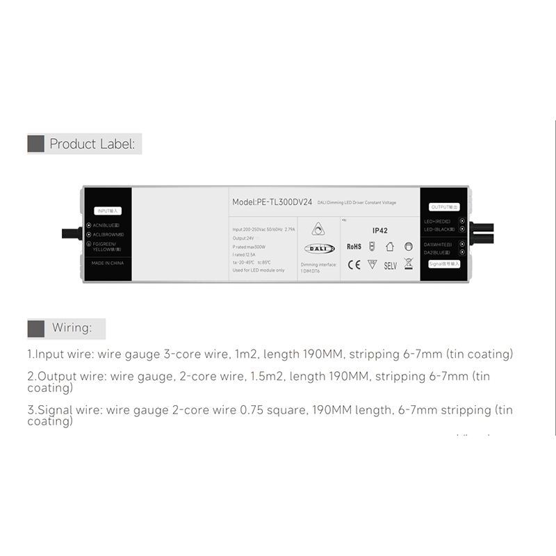 250W Constnat वर्तमान DALI Dimmable LED चालक
