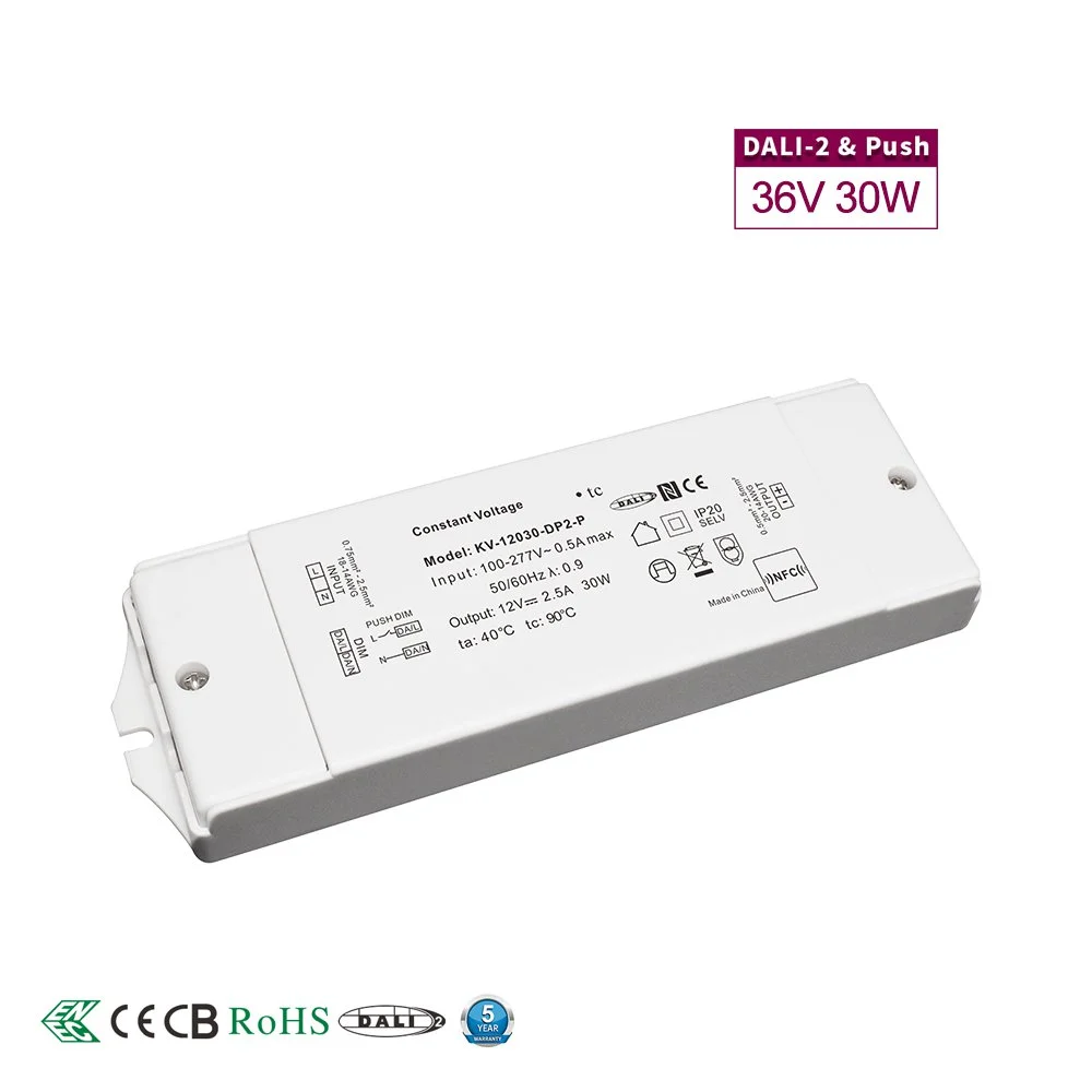 36V स्थिर भोल्टेज 30W DALI Dimmable LED चालक