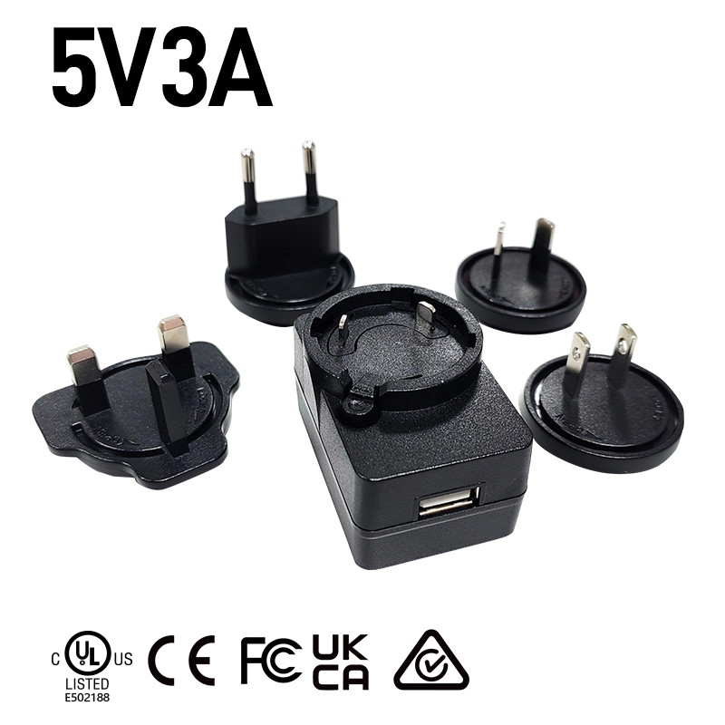 5V 3A विनिमेय प्लग USB चार्जर