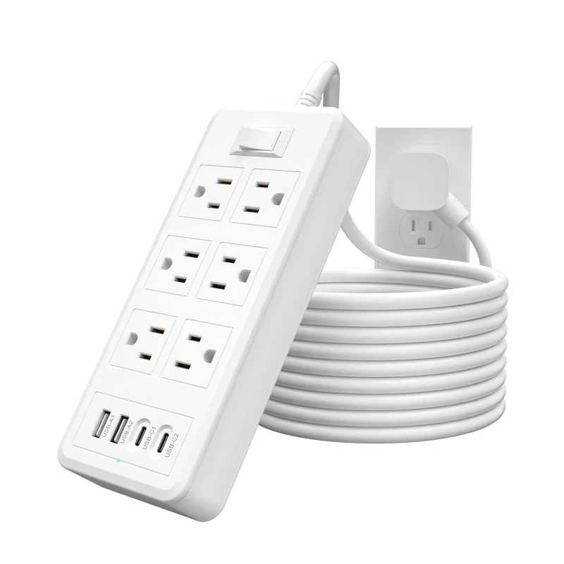 6 आउटलेटहरू 4 USB पोर्टहरू यूएस पावर स्ट्रिप