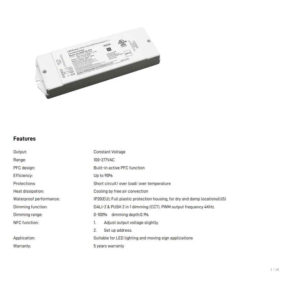 60W TUYA Zigbee CCT Dimmable LED चालक