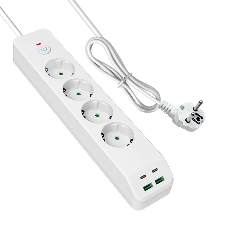 4 AC र 4 USB को साथ द्रुत चार्जिंग EU पावर स्ट्रिप